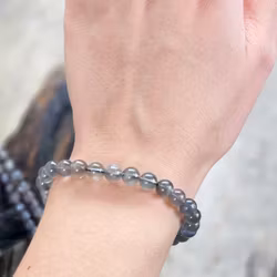 Svart Månsten, armband 6mm runda pärlor