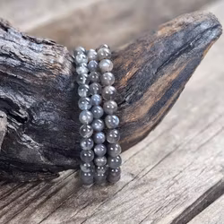 Svart Månsten, armband 6mm runda pärlor