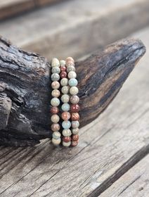 Blå Jaspis, armband 6mm runda pärlor