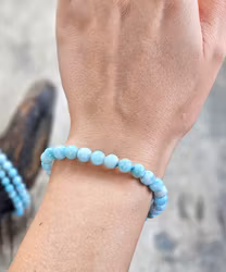 Larimar extra, armband 6mm runda pärlor