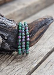 Rubinfuschit, armband 6mm runda pärlor