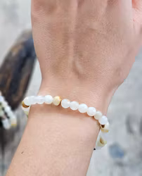 Grön/Brun Aragonit, armband 6mm runda pärlor