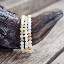 Grön/Brun Aragonit, armband 6mm runda pärlor