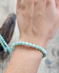 Larimar "grön", armband 6mm runda pärlor