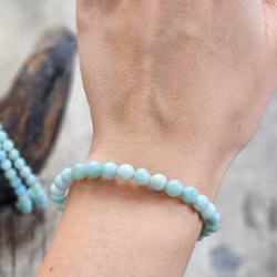 Larimar "grön", armband 6mm runda pärlor