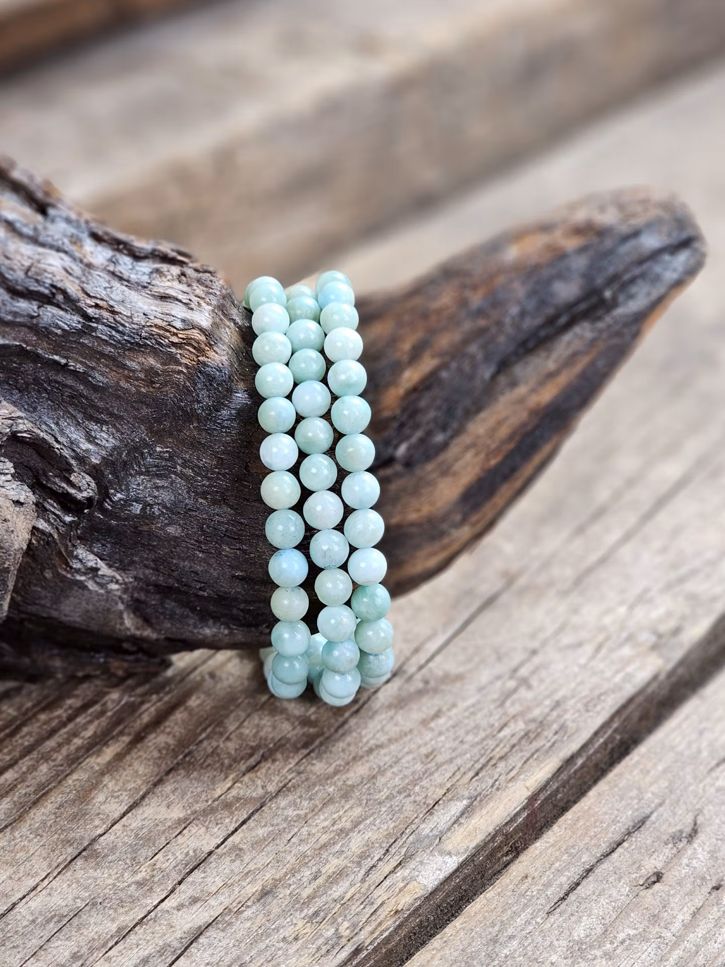 Larimar "grön", armband 6mm runda pärlor