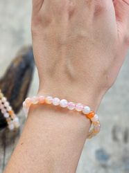 Aprikosagat, armband 6mm runda pärlor