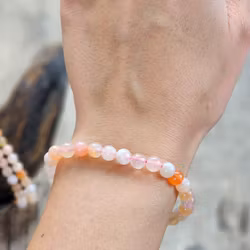 Aprikosagat, armband 6mm runda pärlor