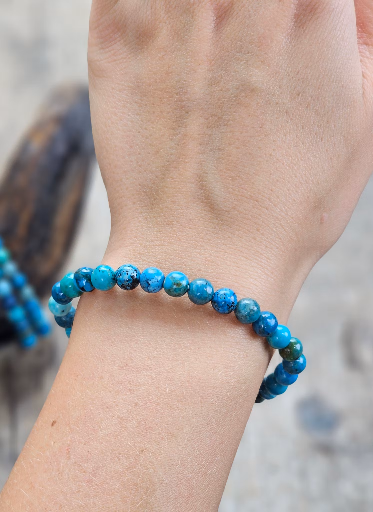 Blå Opal (Andenopal), armband 6mm runda pärlor