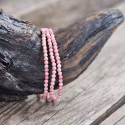 Rosa Rodonit, armband 3mm facetterade pärlor