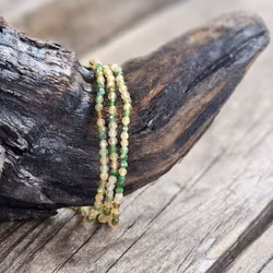 Grön & gul Turmalin, armband 3mm facetterade pärlor