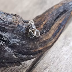 Moldavit, Meteorit & Herkimerdiamant, 925 silverinfattad hänge #1