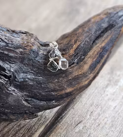 Moldavit, Meteorit & Herkimerdiamant, 925 silverinfattad hänge #1