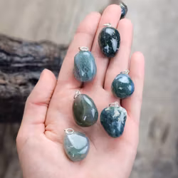 Mossagat trumlad, silverpläterat hänge