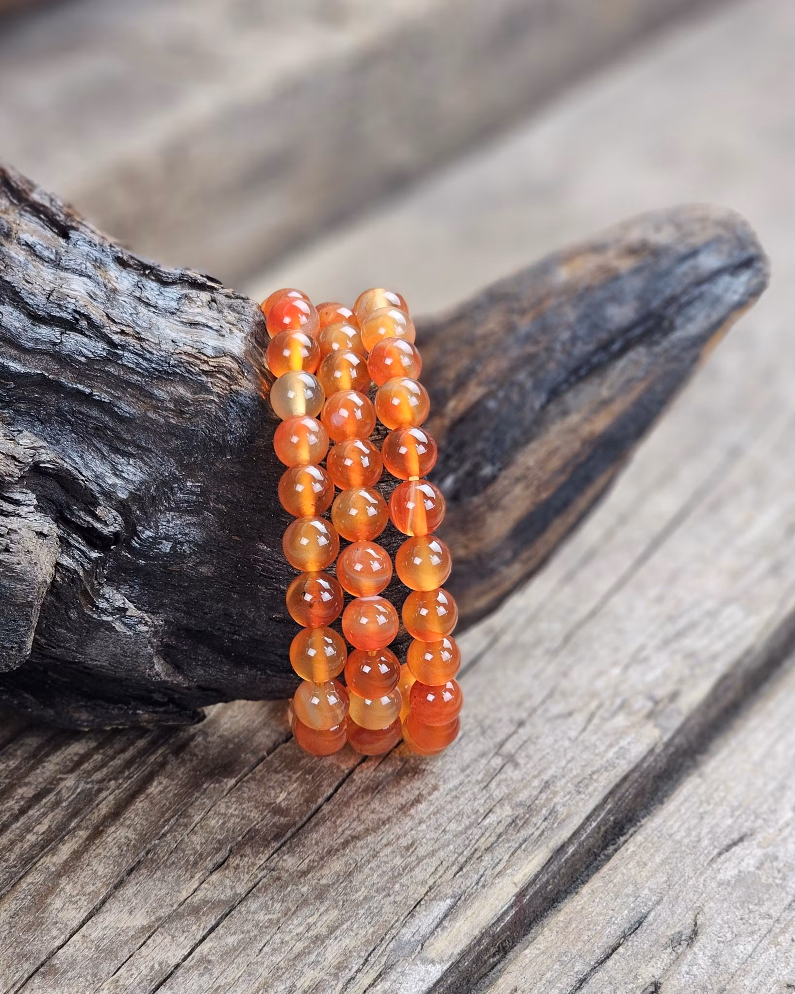 Karneol, armband 8mm runda pärlor