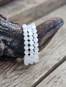 Selenit, armband 8mm runda pärlor