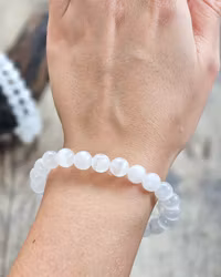 Selenit, armband 8mm runda pärlor