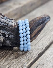 Angelit, armband 8mm runda pärlor