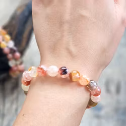 Golden Healer & Hematoidkvarts (Röd Golden Healer) mix, armband 8mm runda pärlor