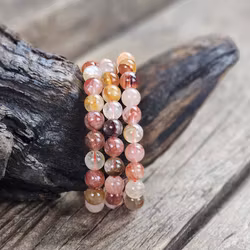 Golden Healer & Hematoidkvarts (Röd Golden Healer) mix, armband 8mm runda pärlor