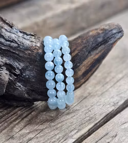 Akvamarin, armband 8mm runda pärlor
