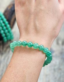 Grön Aventurin, armband 8mm runda pärlor