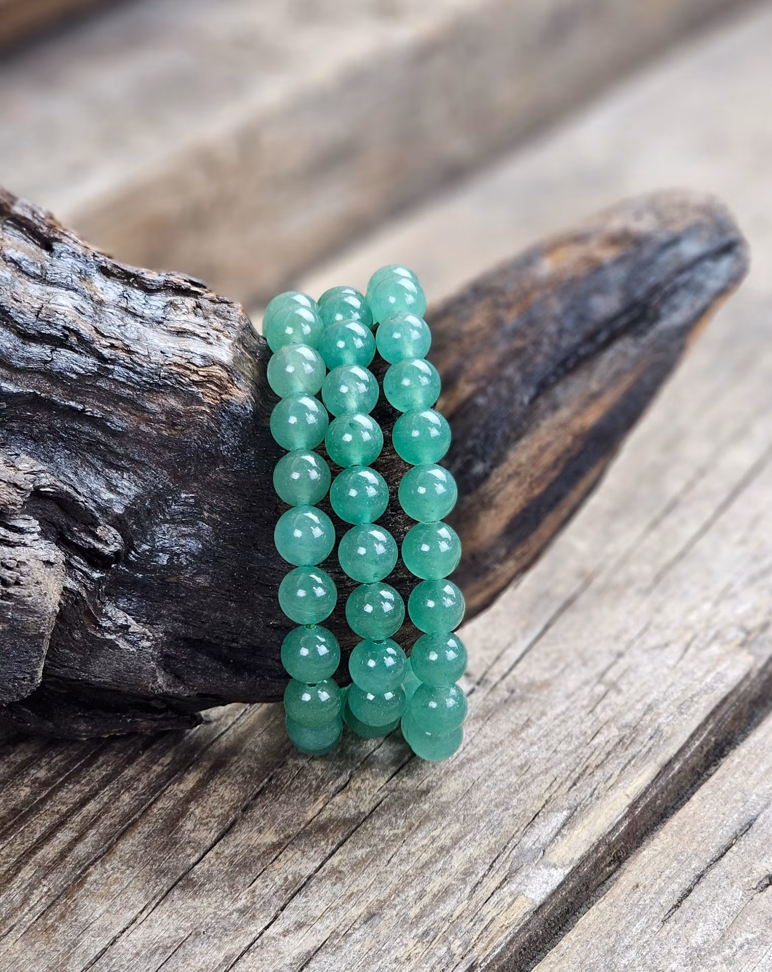 Grön Aventurin, armband 8mm runda pärlor