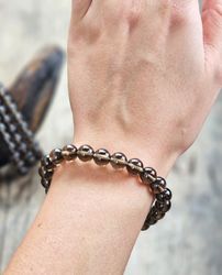 Rökkvarts, armband 8mm runda pärlor