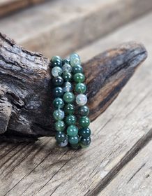 Mossagat, armband 8mm runda pärlor