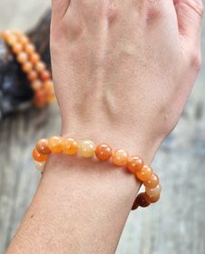 Orange Aventurin, armband 8mm runda pärlor