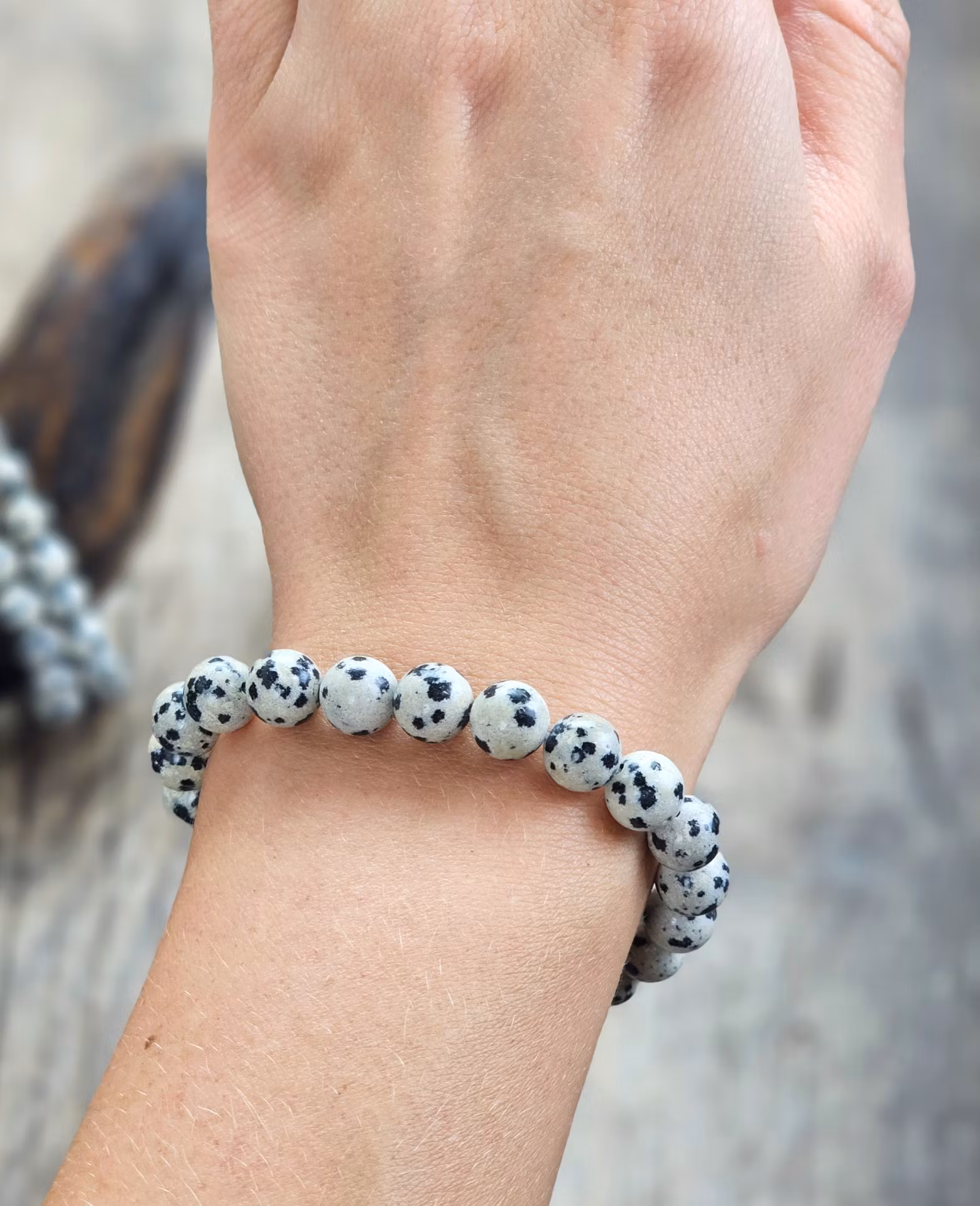 Dalmatinerjaspis, armband 8mm runda pärlor