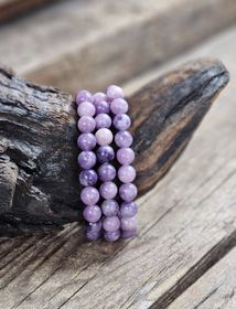 Lepidolit, armband 8mm runda pärlor