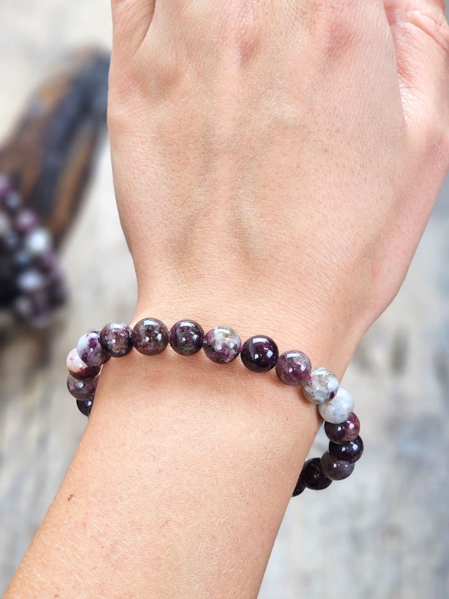 Rubellit, armband 8mm runda pärlor