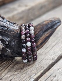 Rubellit, armband 8mm runda pärlor