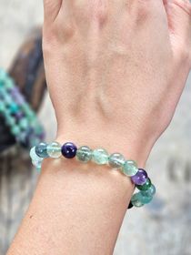 Regnbågsfluorit, armband 8mm runda pärlor