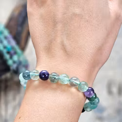 Regnbågsfluorit, armband 8mm runda pärlor