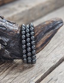 Hematit, armband 8mm runda pärlor