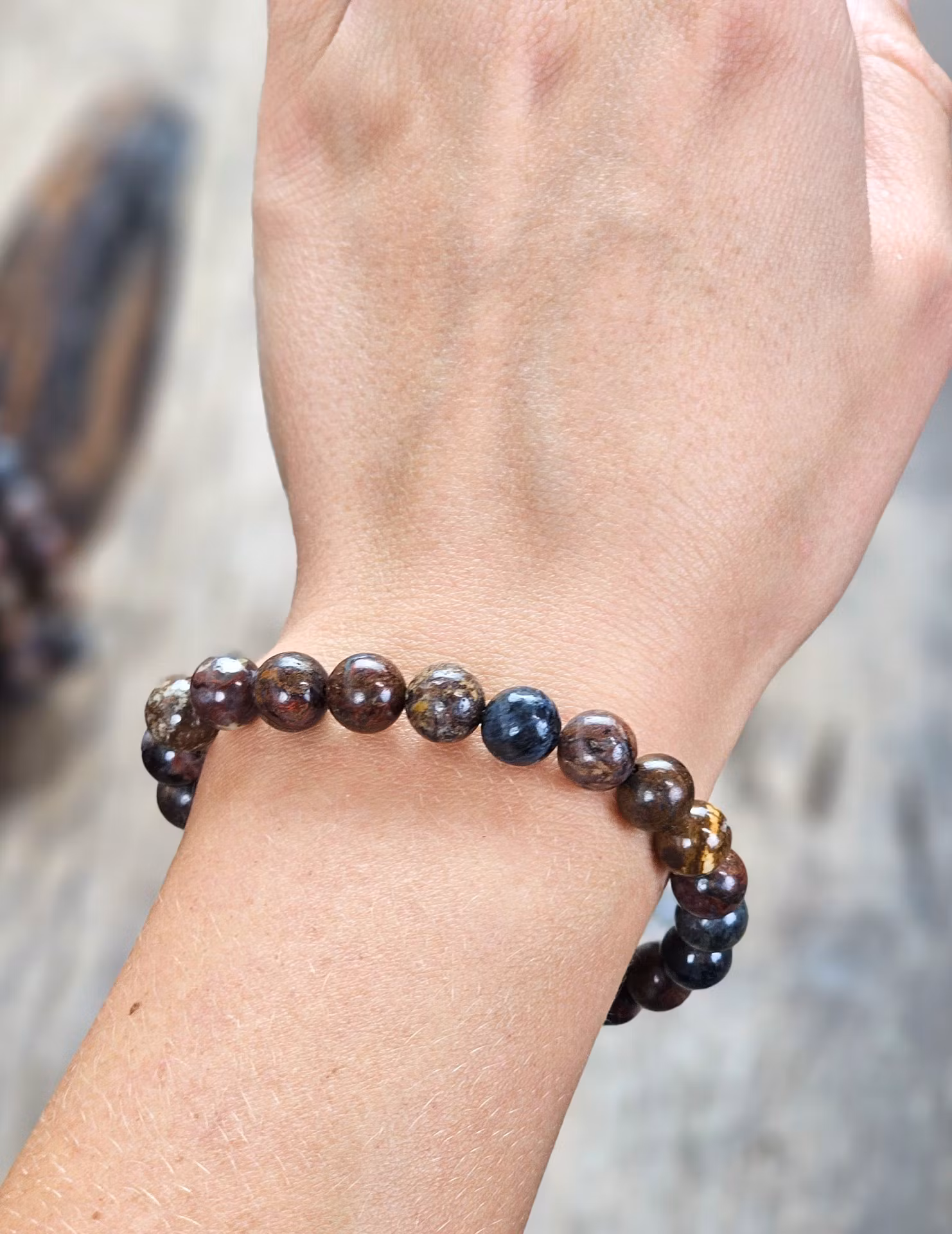 Pietersit, armband 8mm runda pärlor