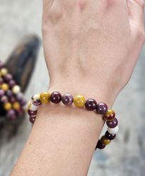 Mookaitjaspis, armband 8mm runda pärlor