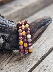 Mookaitjaspis, armband 8mm runda pärlor