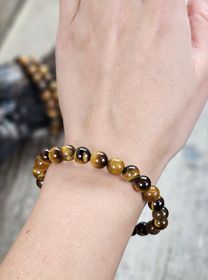 Tigeröga, armband 8mm runda pärlor