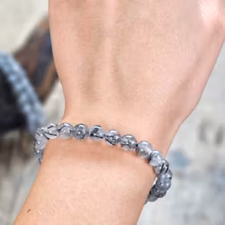 Rutilkvarts (Svart Turmalin) extra, armband 8mm runda pärlor