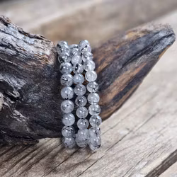 Rutilkvarts (Svart Turmalin) extra, armband 8mm runda pärlor