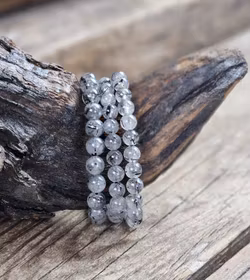 Rutilkvarts (Svart Turmalin) extra, armband 8mm runda pärlor