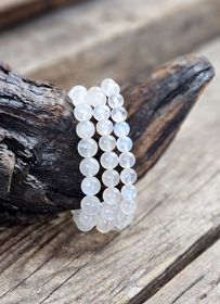 Vit Regnbågsmånsten, armband 8mm runda pärlor