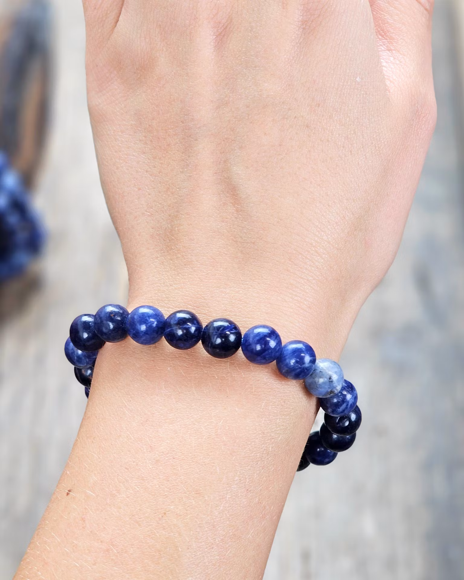 Sodalit, armband 8mm runda pärlor