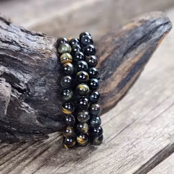 Falköga, armband 8mm runda pärlor