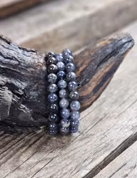 Iolit (Vattensafir), armband 8mm runda pärlor