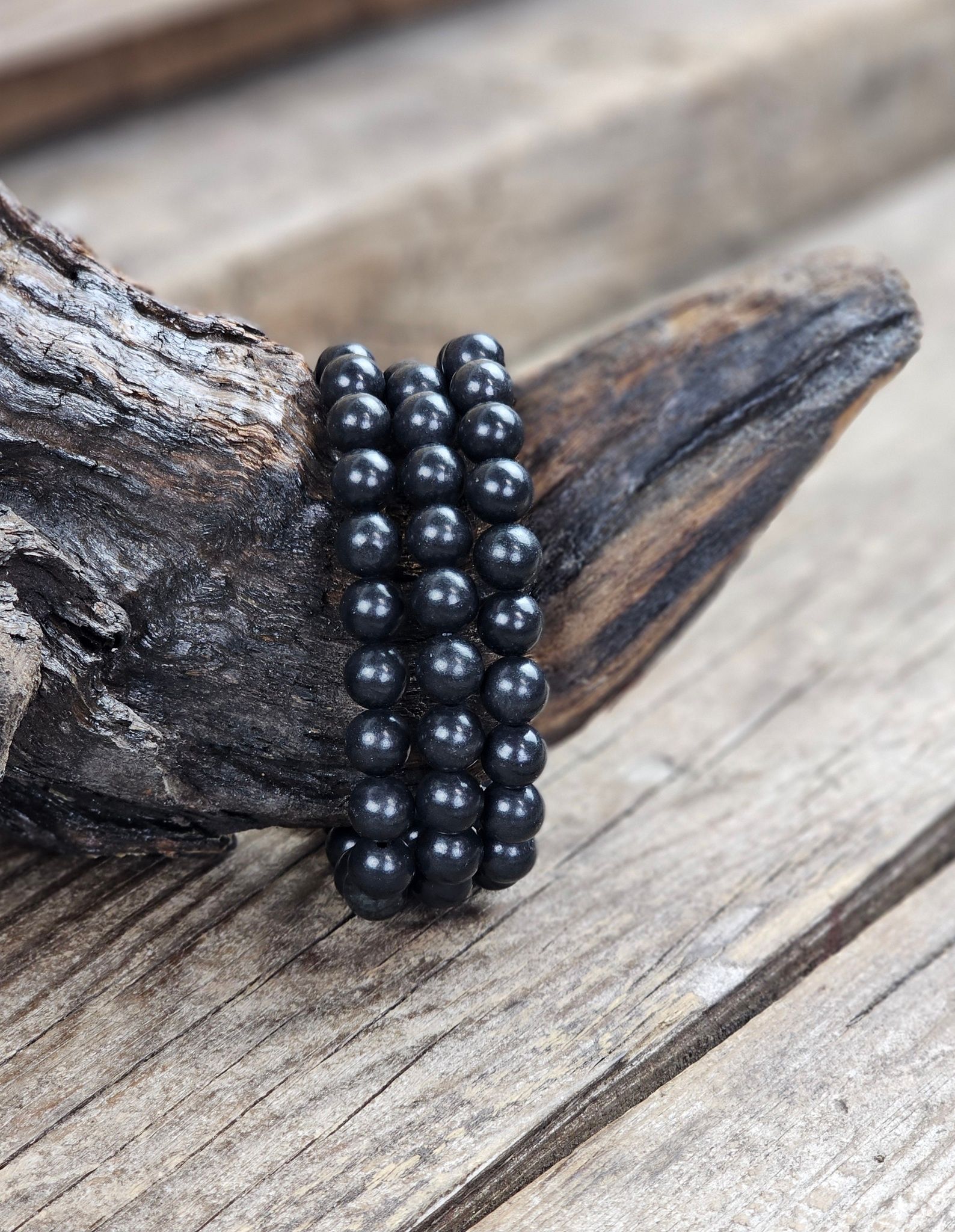 Shungit armband 8mm runda pärlor