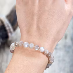 Grå Månsten, armband 8mm runda pärlor